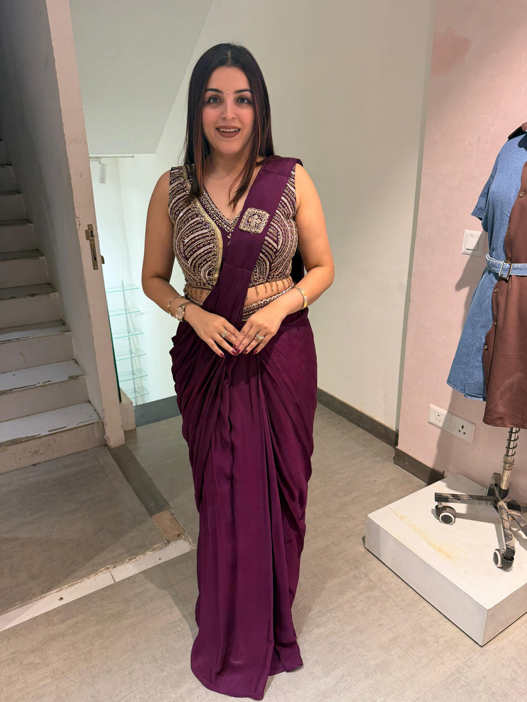 Mona Embroidered Drape skirt Set