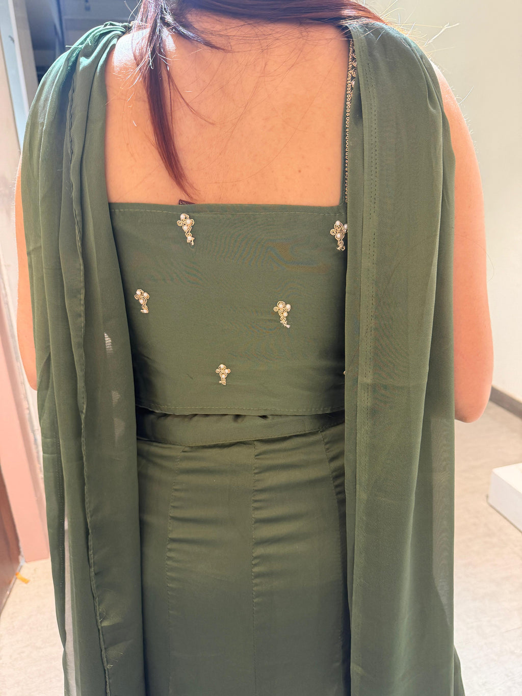 Ema Luxe Embroidered  Skirt Set with choker style duppta