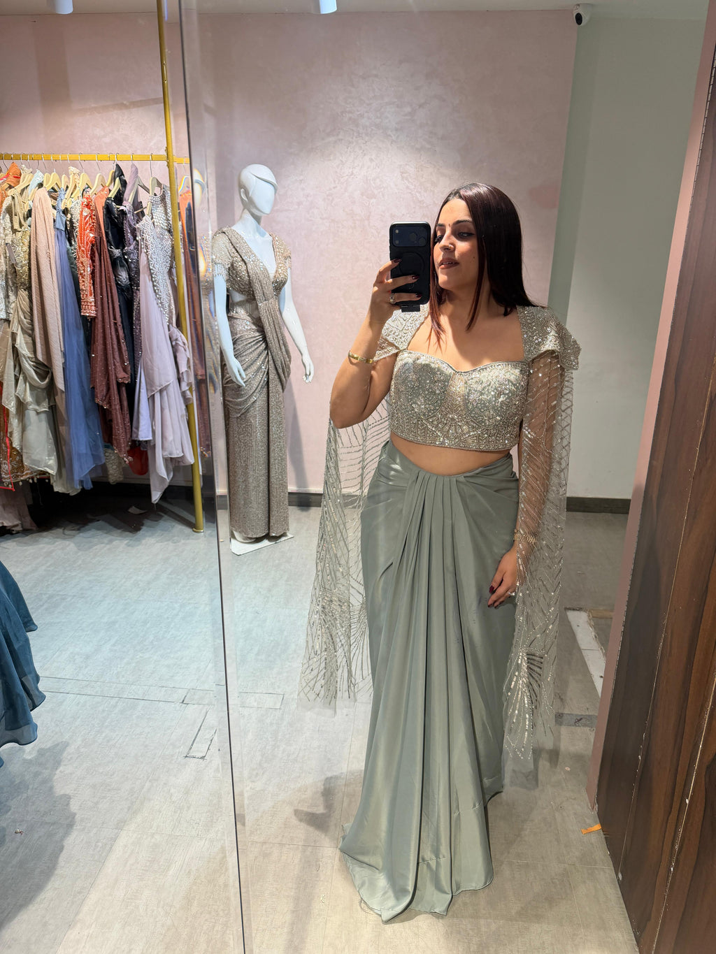 Moonlight Shimmer Embellished Indo western set