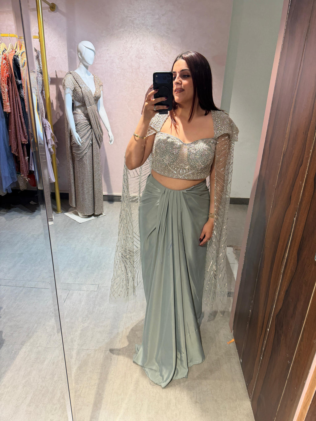 Moonlight Shimmer Embellished Indo western set