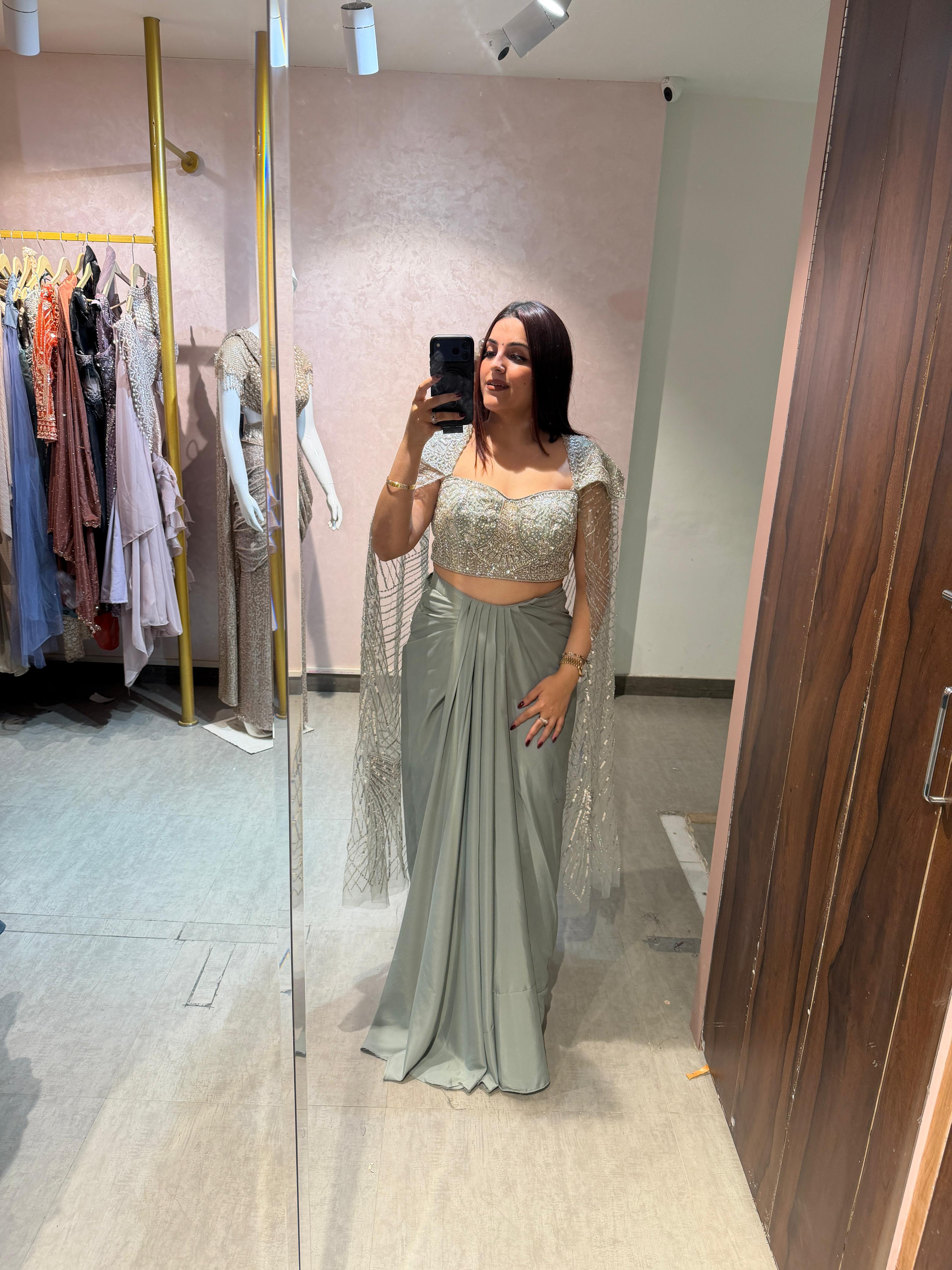 Moonlight Shimmer Embellished Indo western set