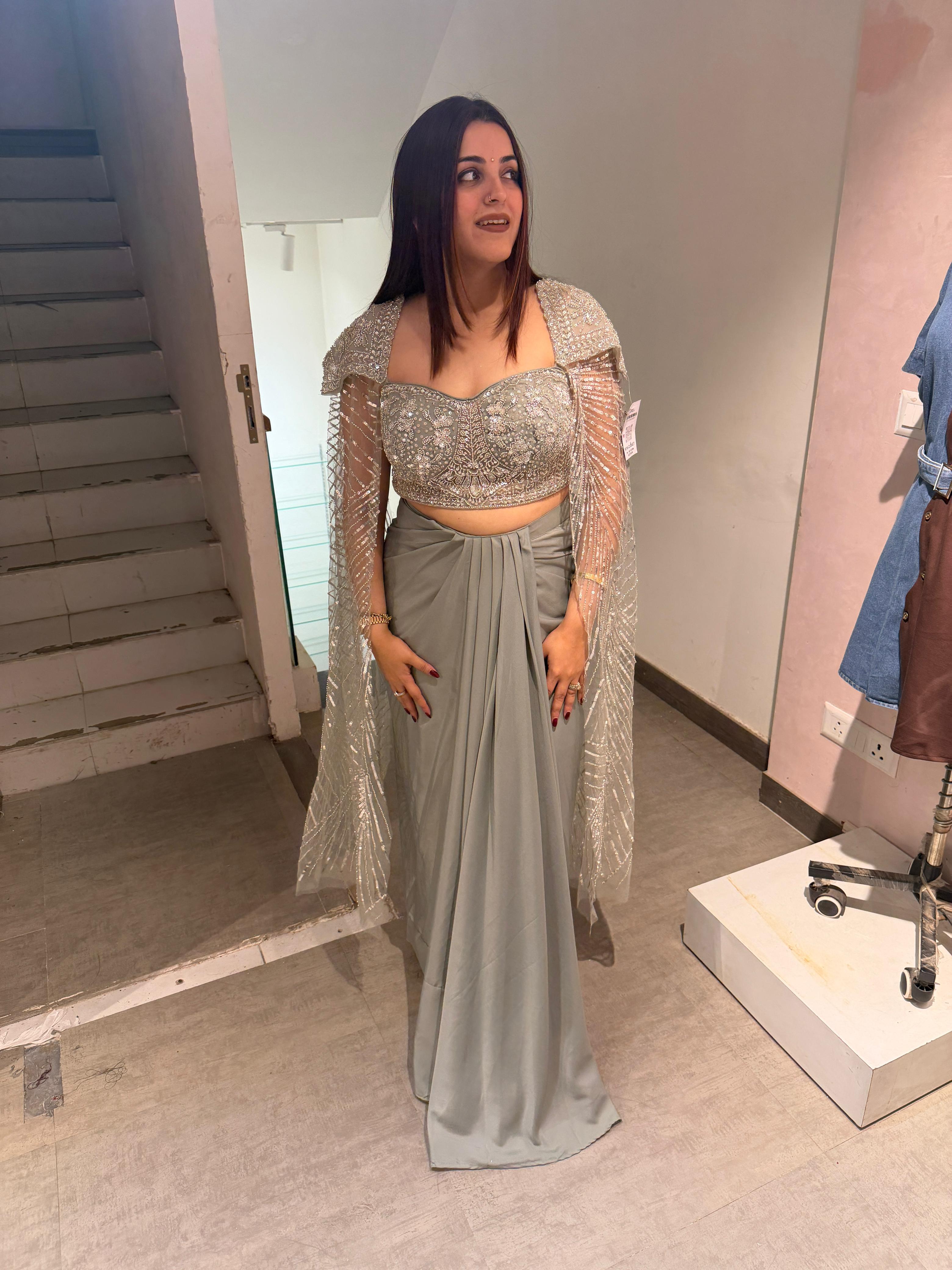 Moonlight Shimmer Embellished Indo western set