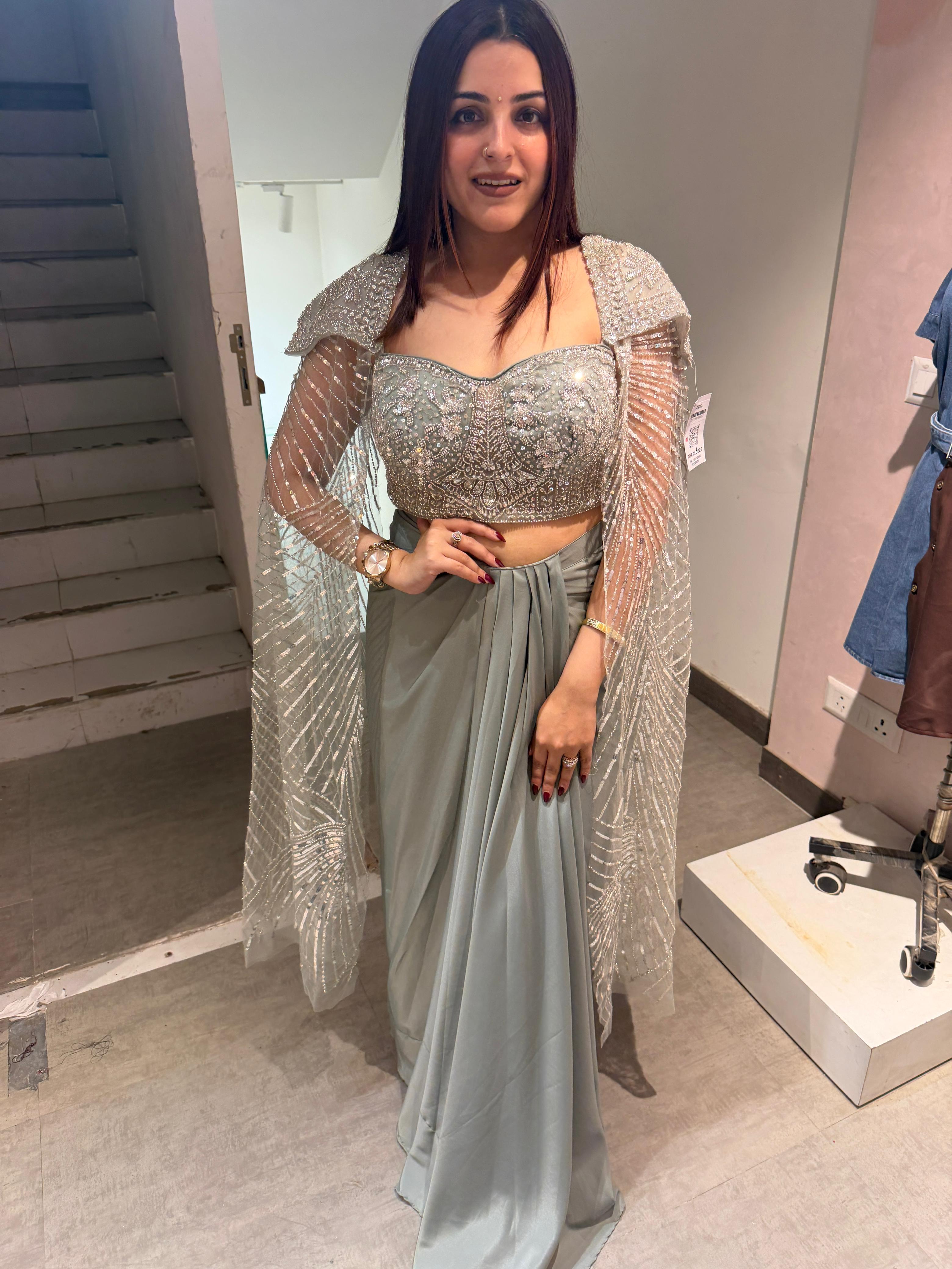 Moonlight Shimmer Embellished Indo western set