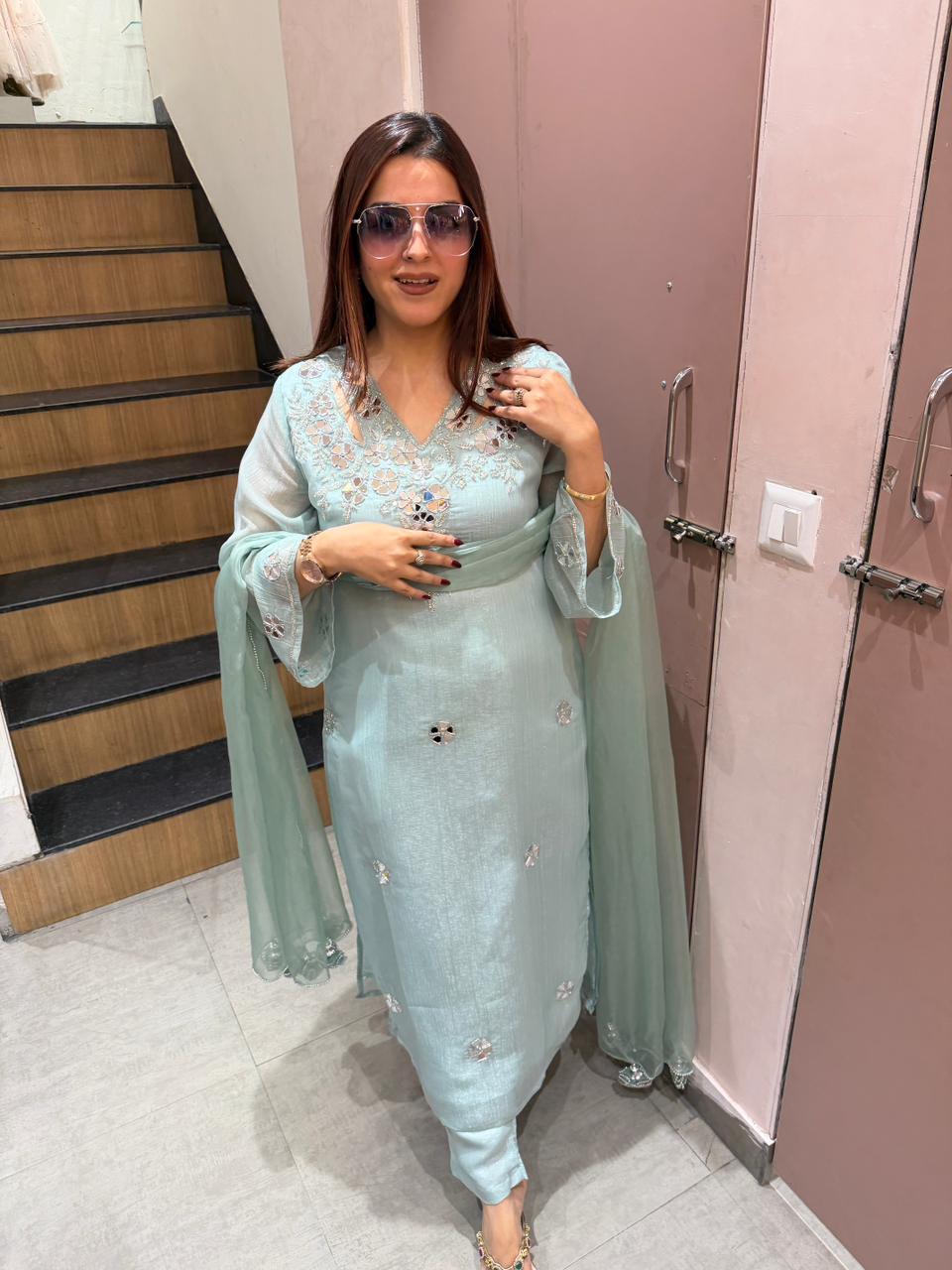 Nayan Mirror Work Kurta Set