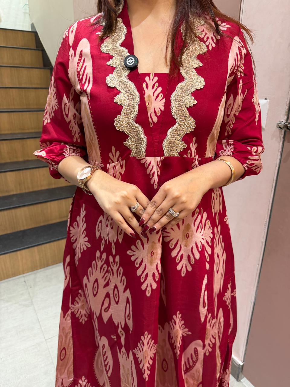 Ruby Ethnic Print Anarkali Dress