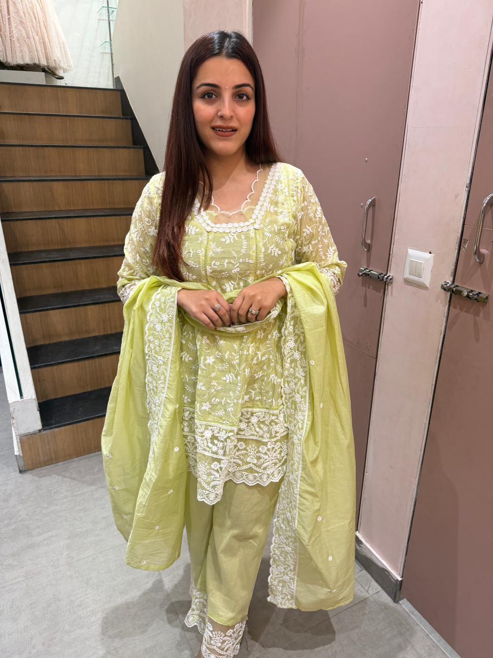 Chikki  Embroidered Kurta Set with Dupatta