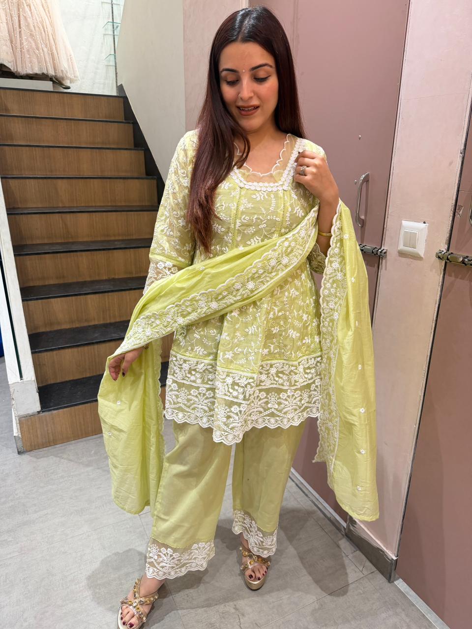 Chikki  Embroidered Kurta Set with Dupatta