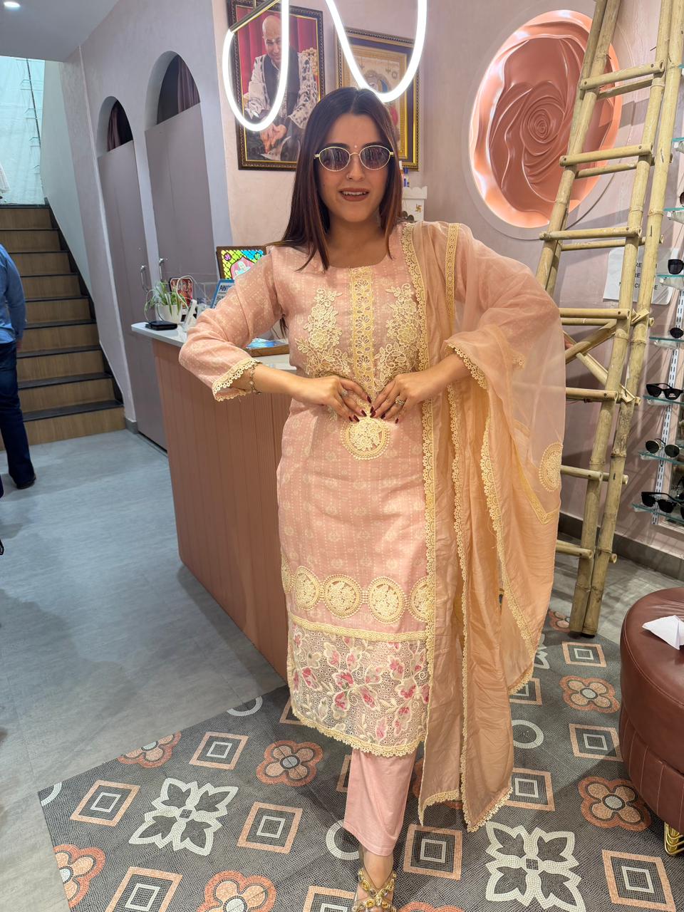 Noni Chikankari Embroidered suit Set