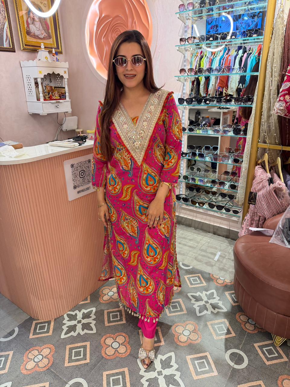 Yoke Embroidered Printed Kurta Set