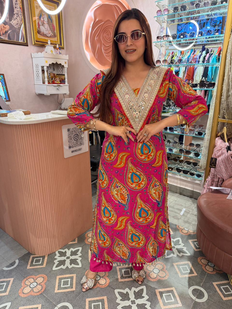 Yoke Embroidered Printed Kurta Set