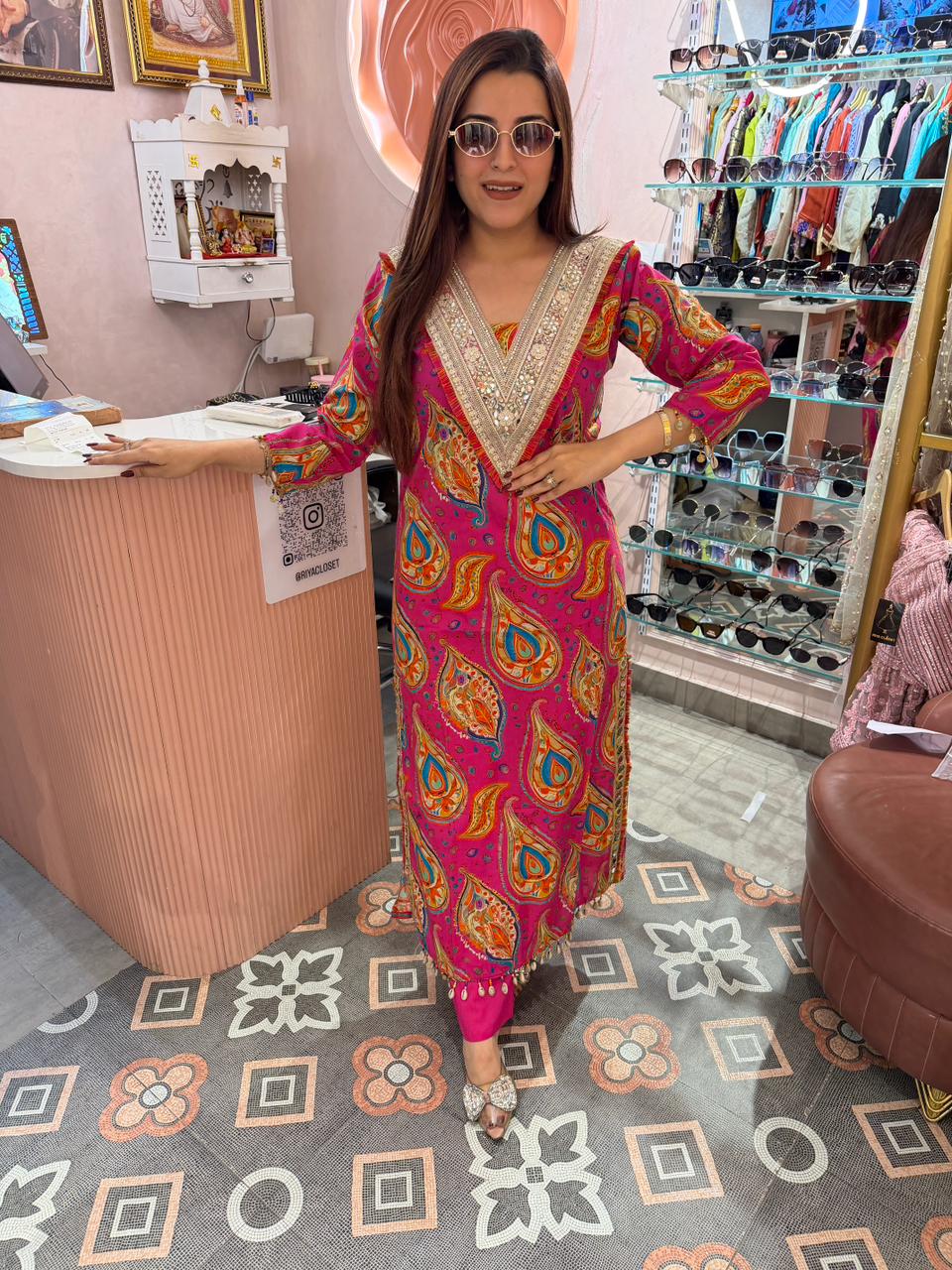 Yoke Embroidered Printed Kurta Set