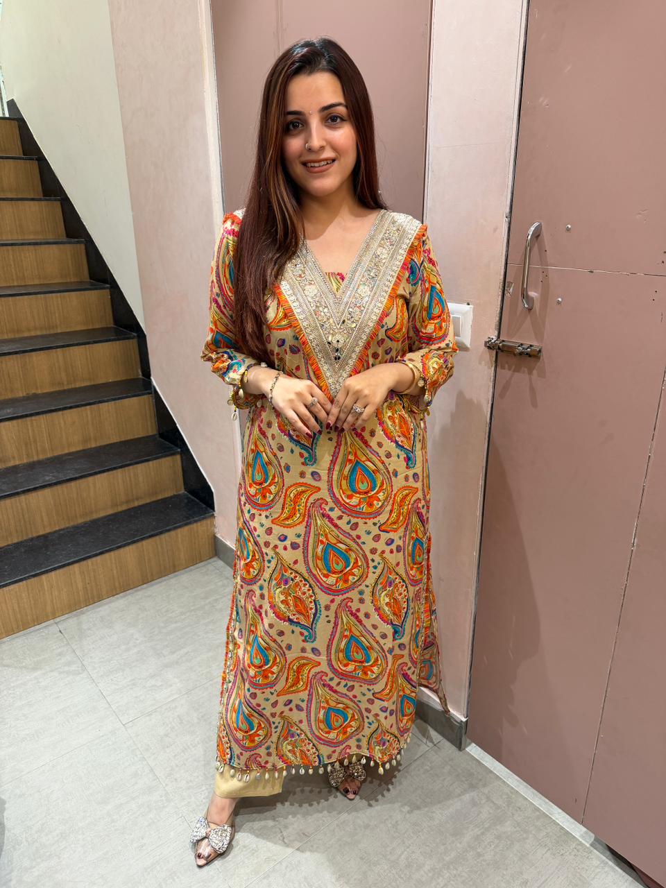 Yoke Embroidered Printed Kurta Set