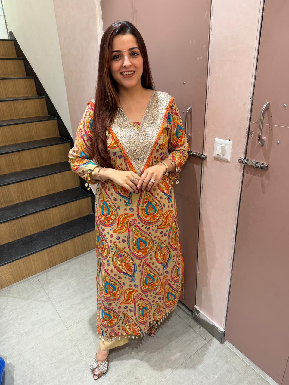 Yoke Embroidered Printed Kurta Set