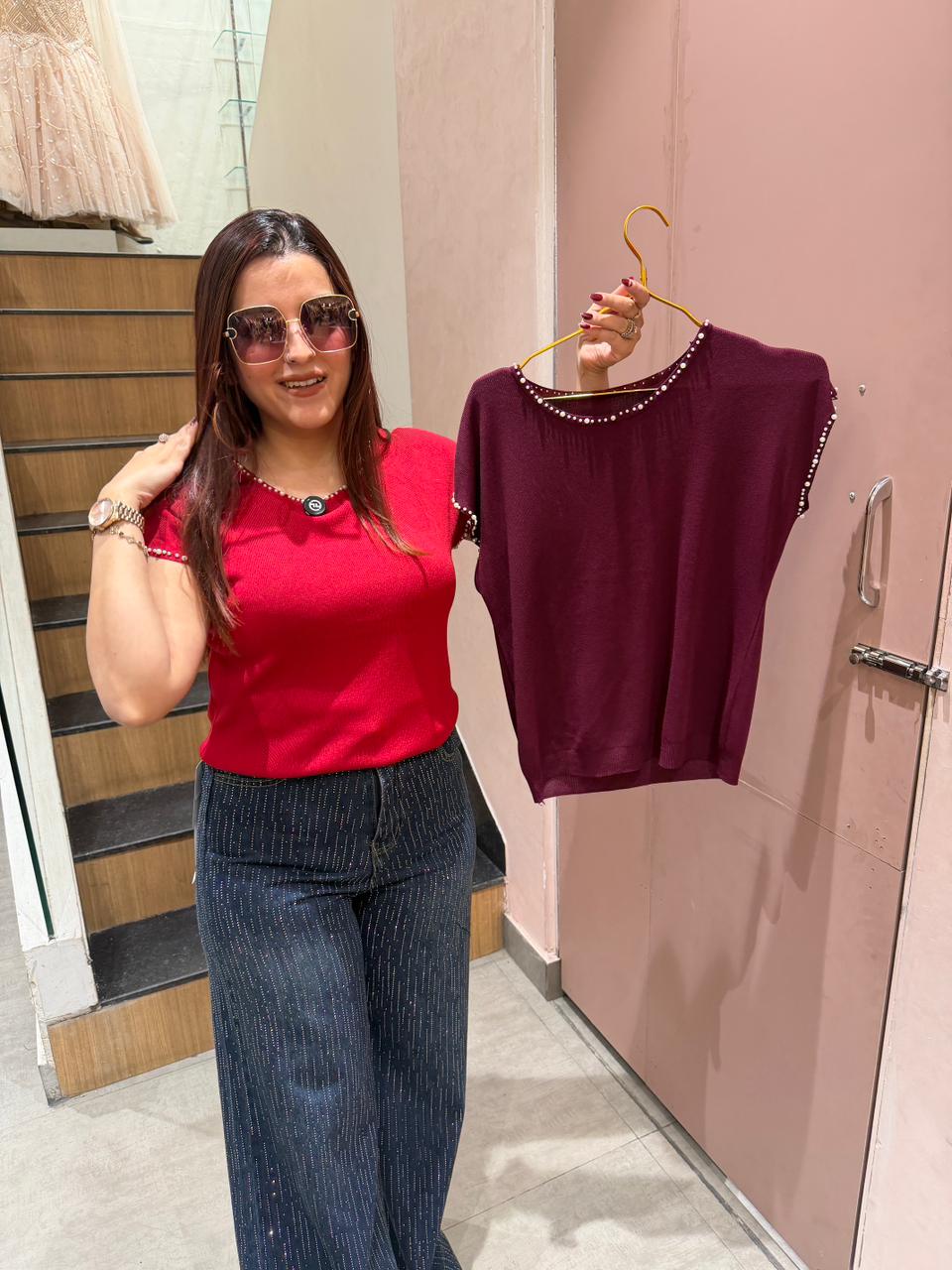 Nina Top & Denim Glam Pants Combo