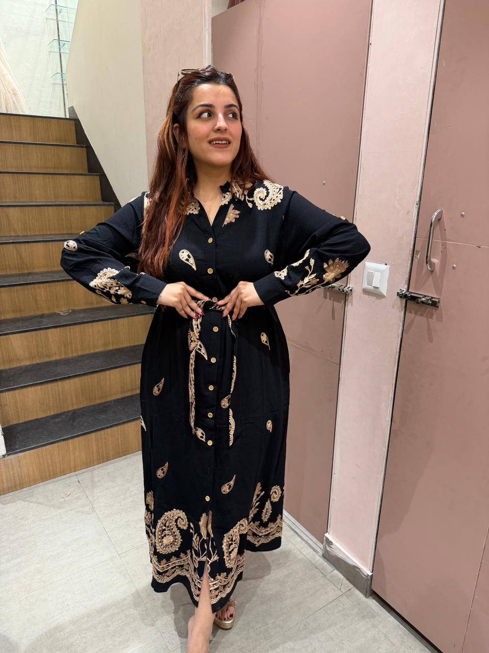 Mazo Paisley Print Belted Shirt Dress