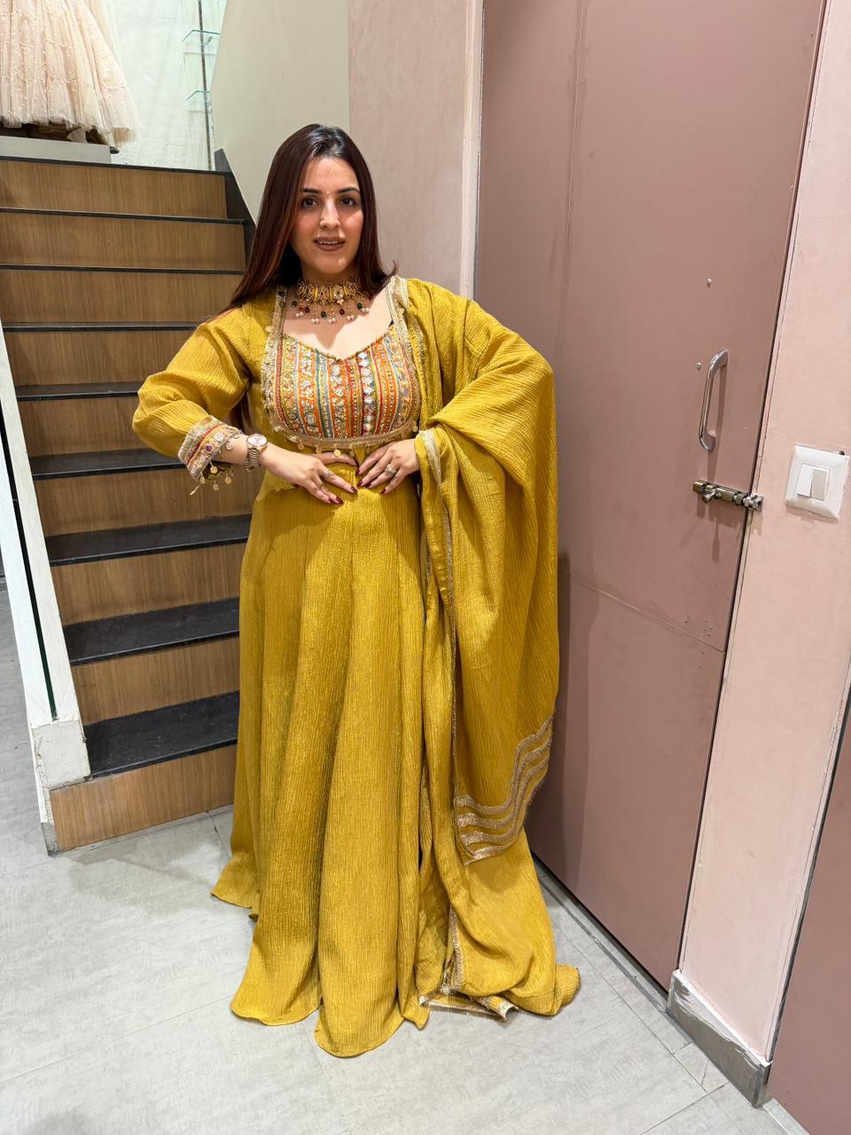 Sunheri embroidery Anarkali Set