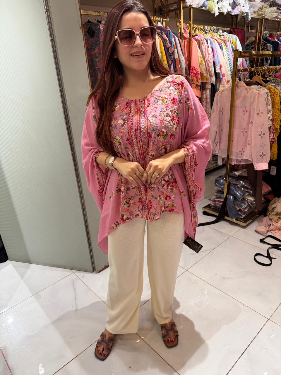 Sikha Embroidered Kaftan Style Top