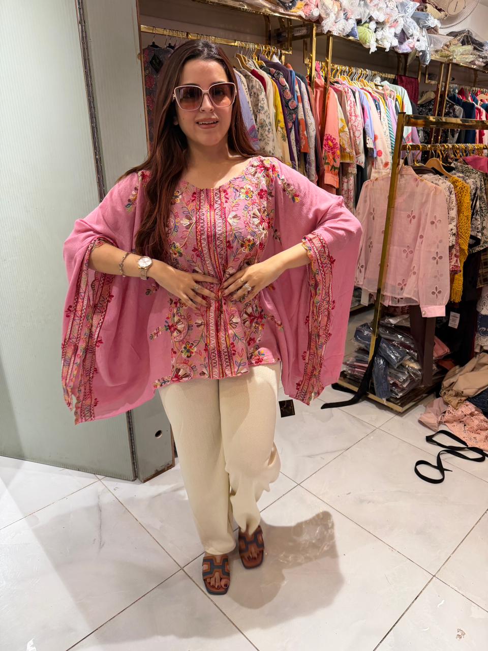 Sikha Embroidered Kaftan Style Top