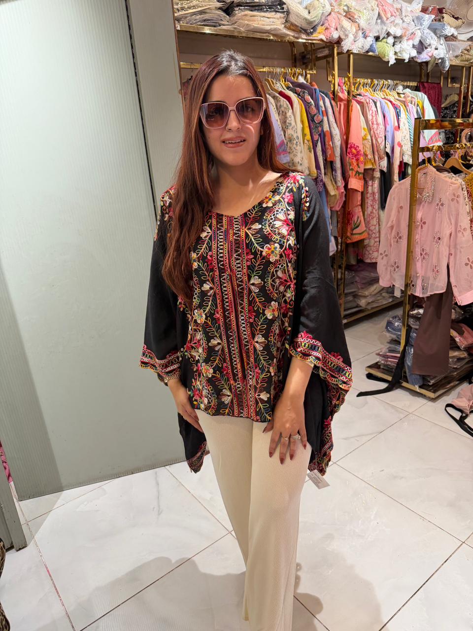 Sikha Embroidered Kaftan Style Top