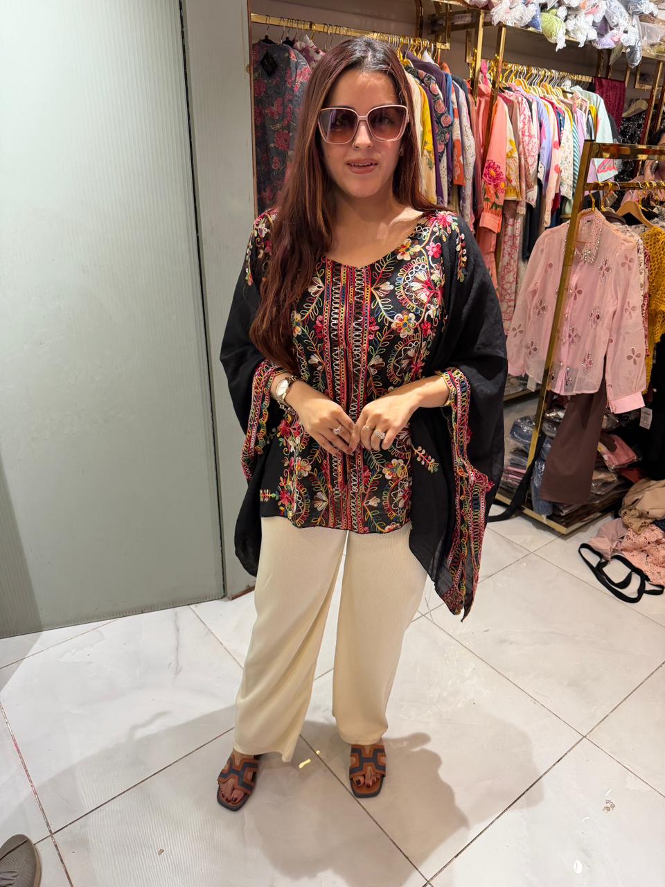 Sikha Embroidered Kaftan Style Top