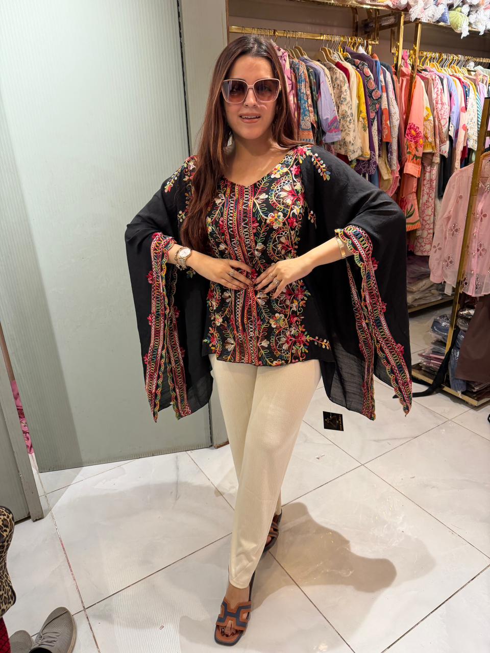 Sikha Embroidered Kaftan Style Top