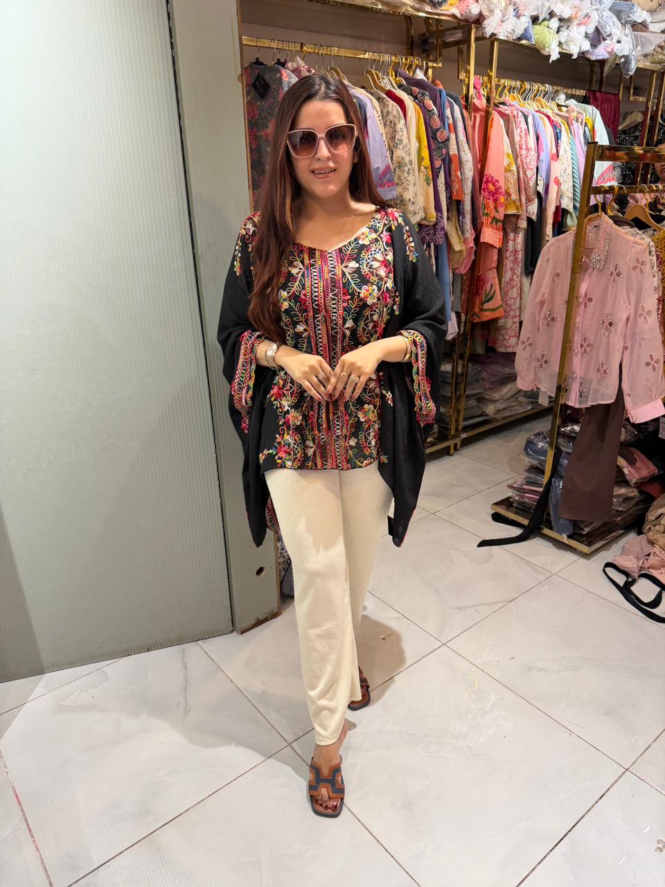 Sikha Embroidered Kaftan Style Top