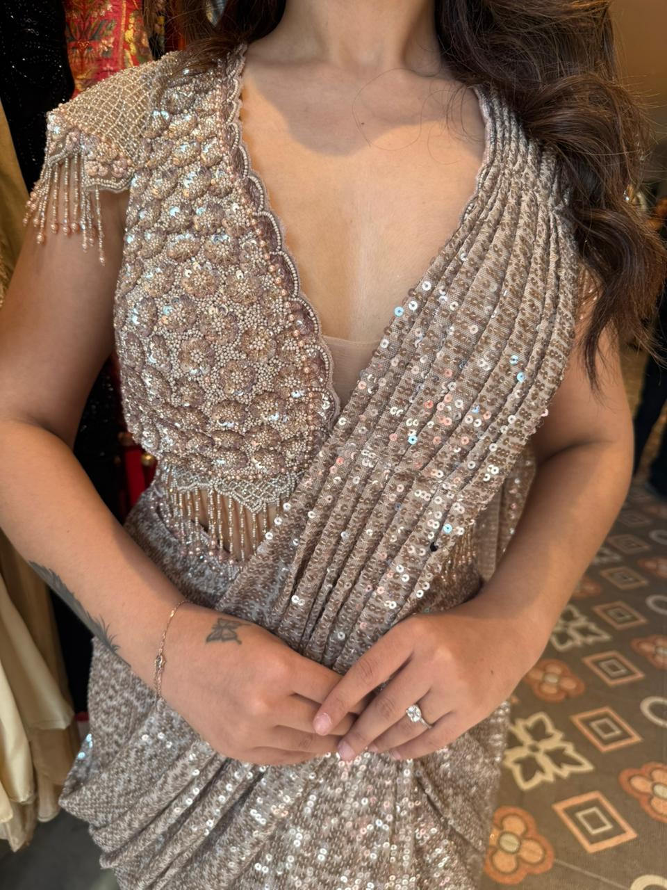 Swathi Luxe Sequin Drape Saree