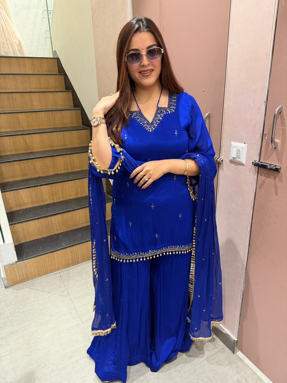 Navya Embroidered Kurta Sharara Set