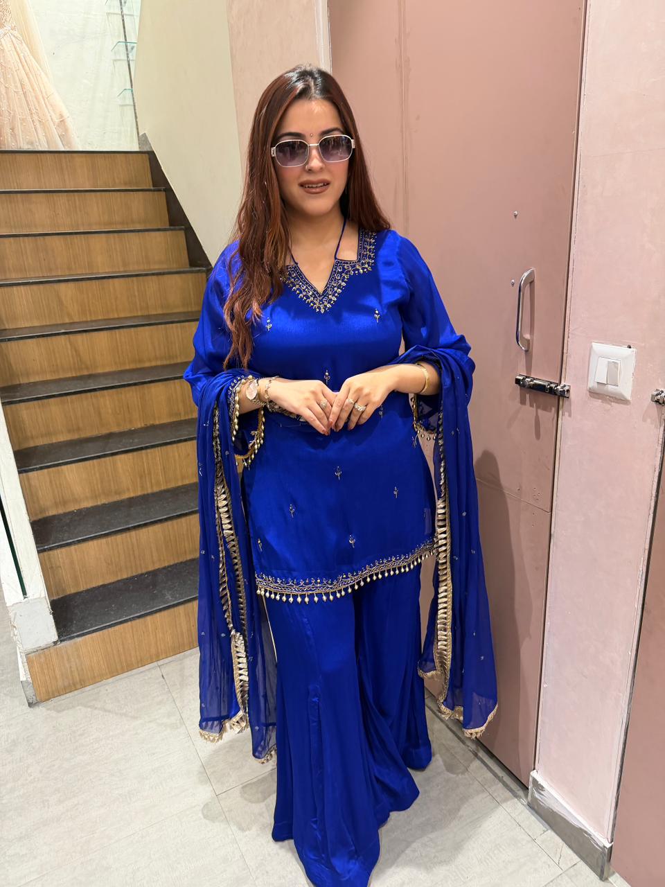 Navya Embroidered Kurta Sharara Set