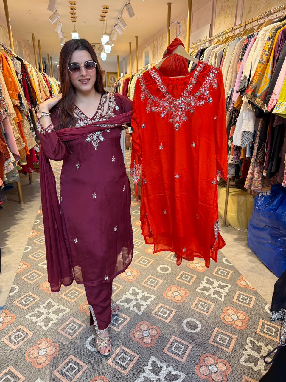 Samiya Mirrorwork Kurta Set