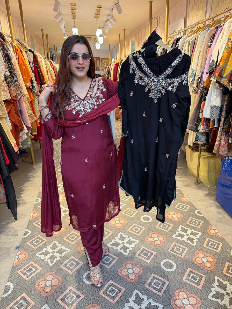 Samiya Mirrorwork Kurta Set