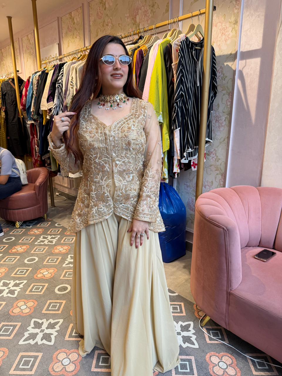 Jodha Embroidered Sharara Set