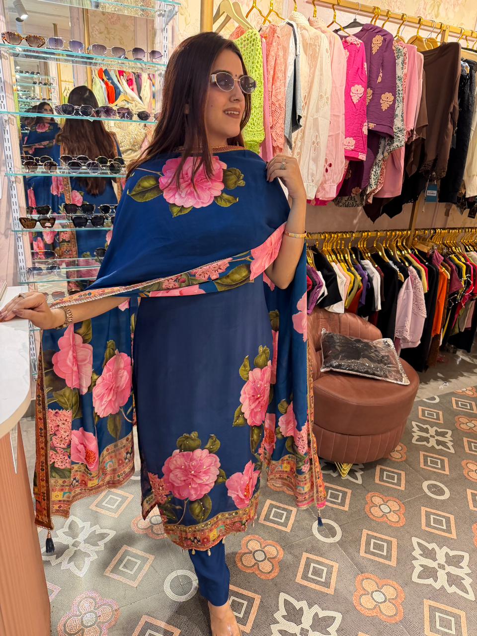 Royal Indigo Floral Suit Set