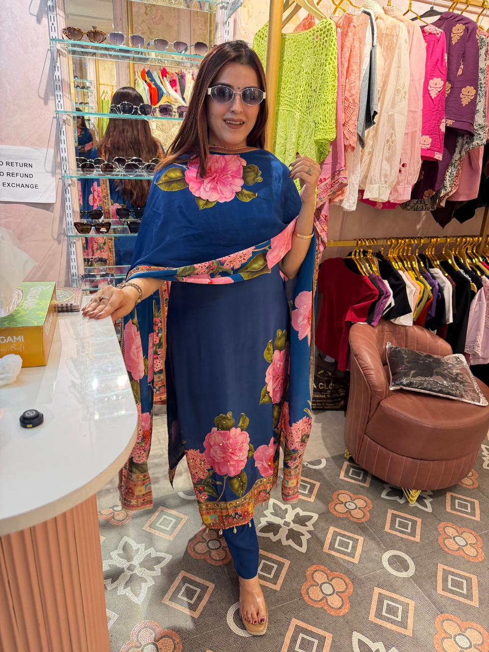 Royal Indigo Floral Suit Set