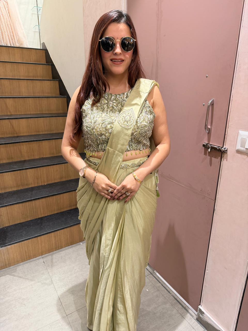 Nayra Embellished Drape Saree Set