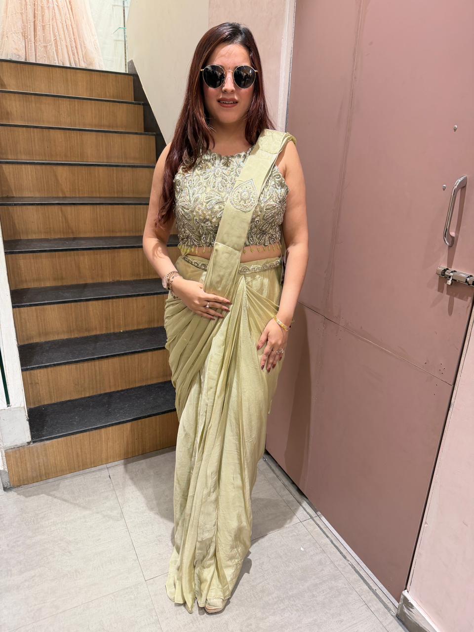 Nayra Embellished Drape Saree Set