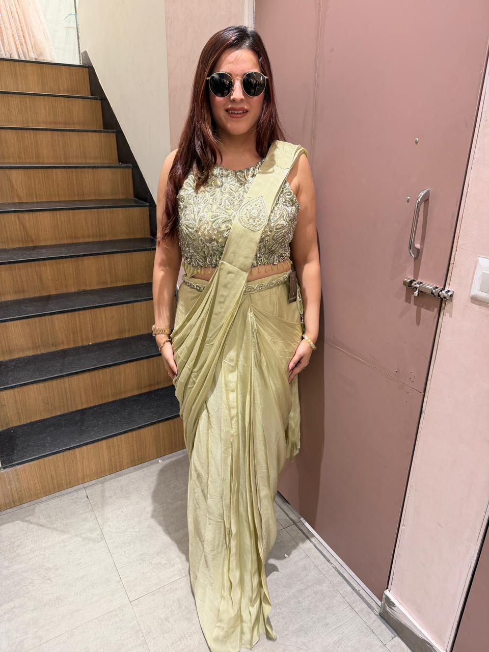 Nayra Embellished Drape Saree Set