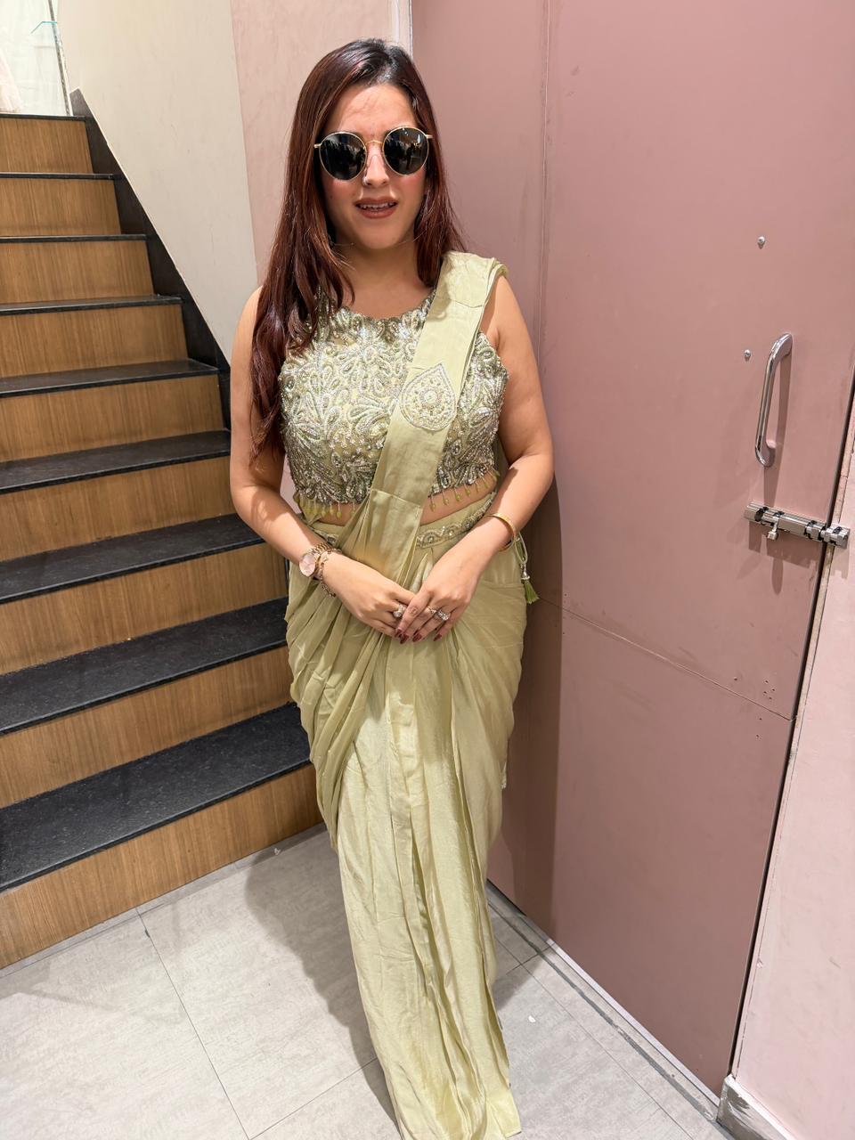 Nayra Embellished Drape Saree Set