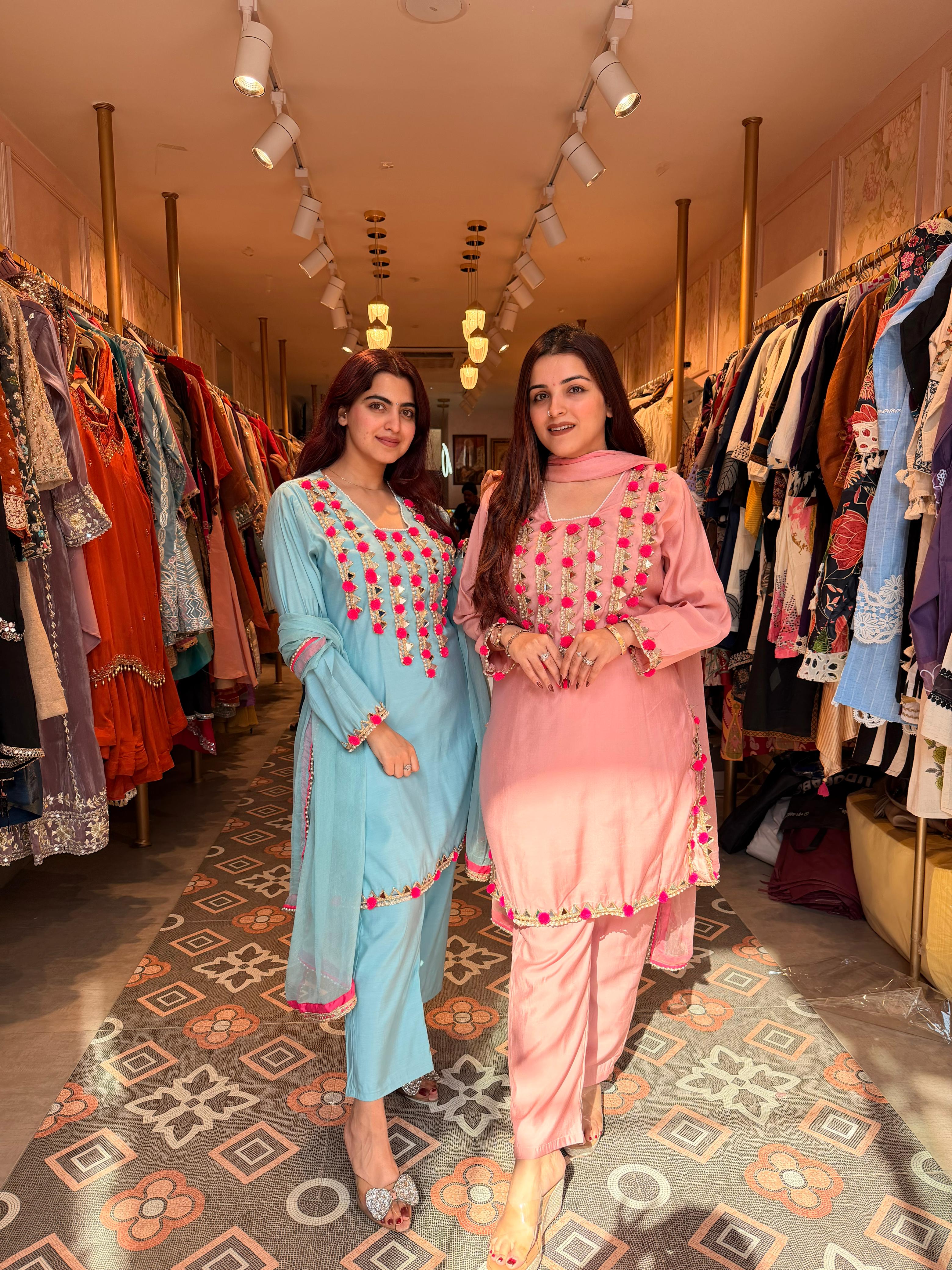 Mirror & Pom-Pom Kurta Set