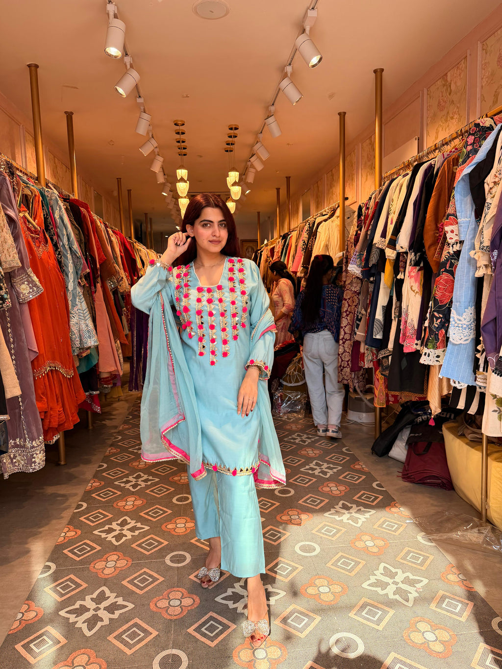 Mirror & Pom-Pom Kurta Set