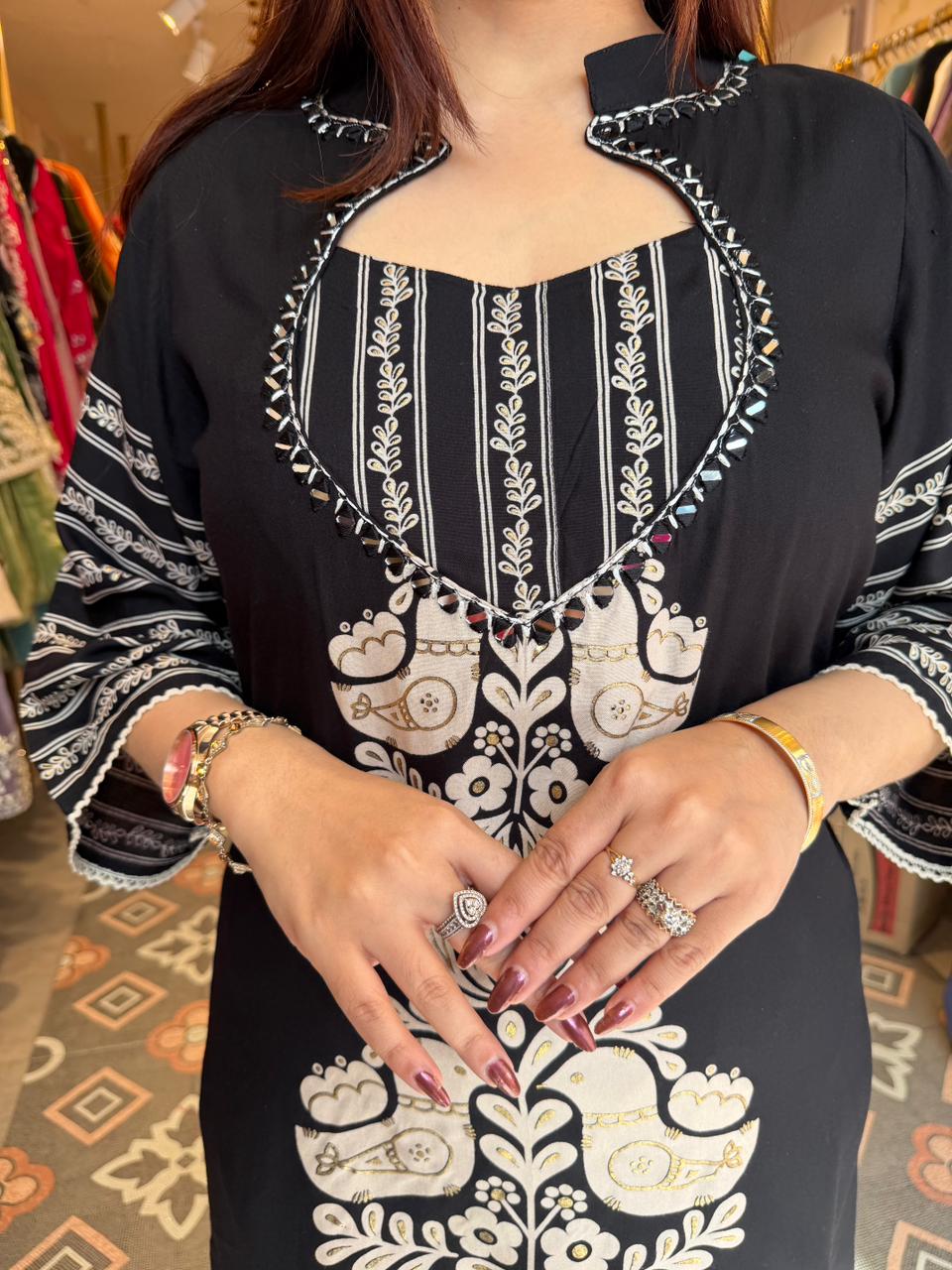 Noir Embroidered Kurta Pant Set