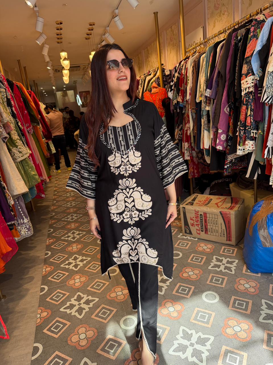 Noir Embroidered Kurta Pant Set