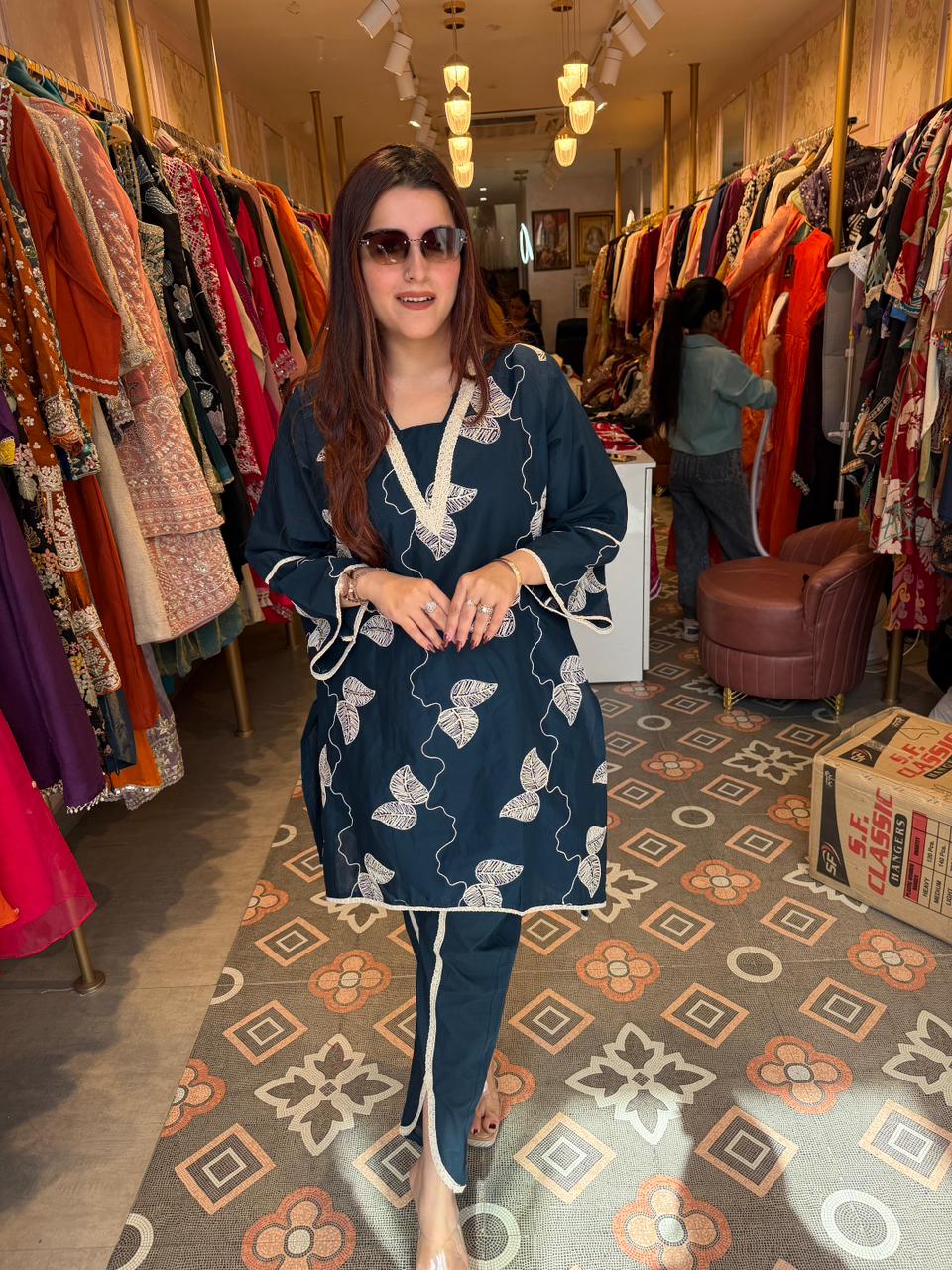 Leaf Embroidered cord Set