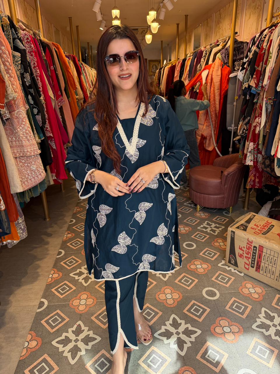 Leaf Embroidered cord Set