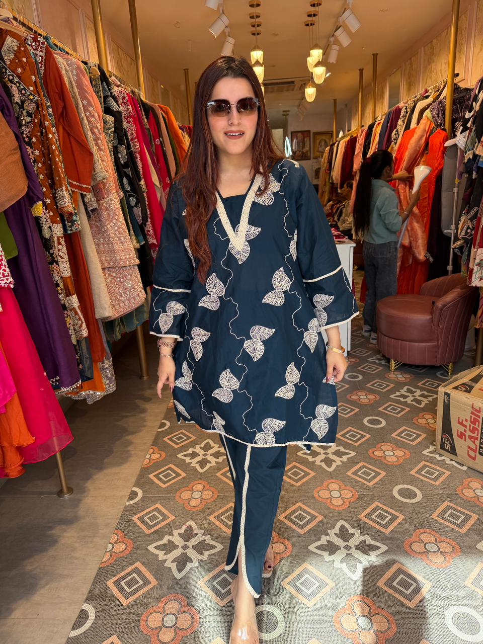 Leaf Embroidered cord Set