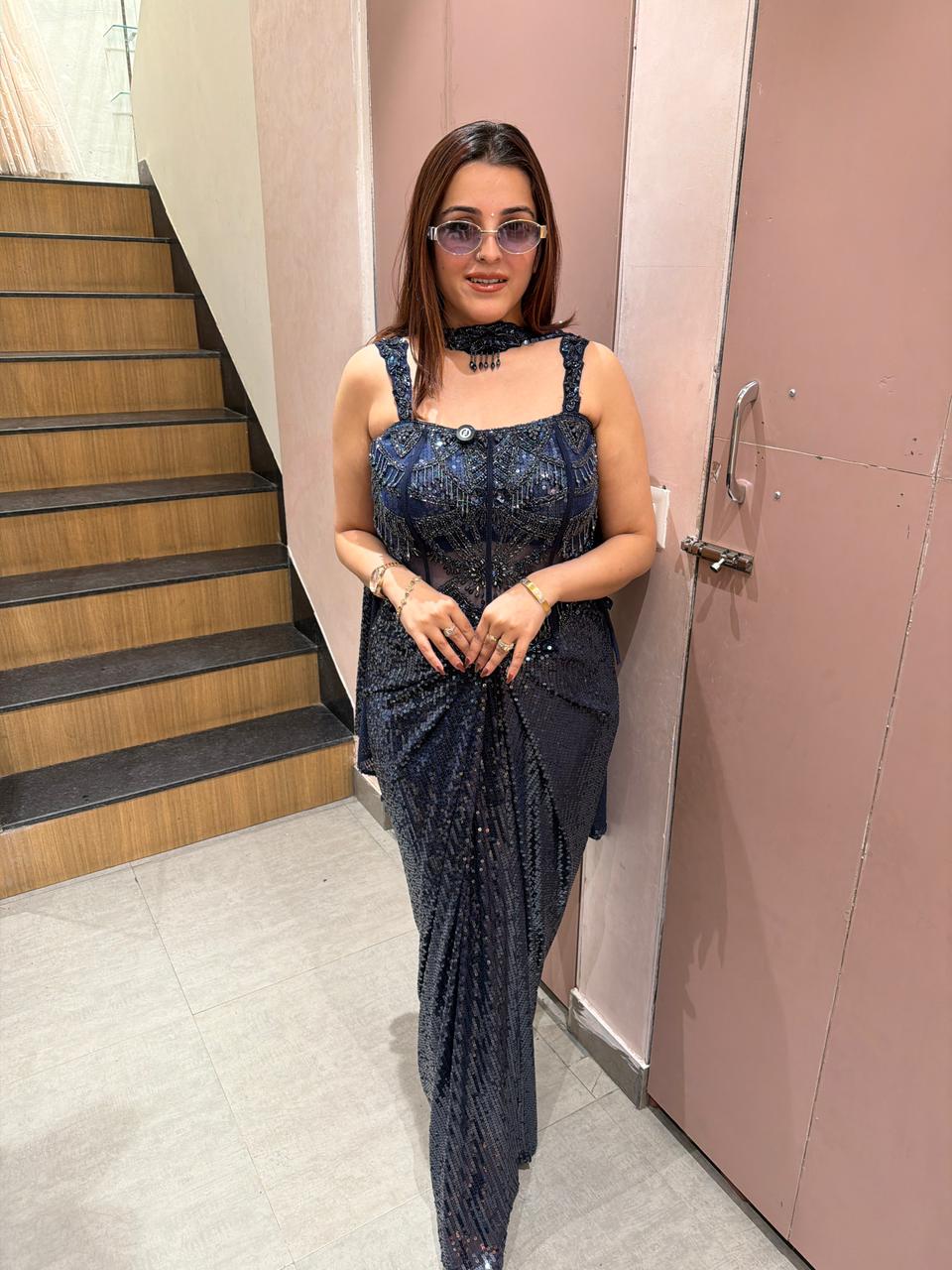 Genny Sequin Draped Saree