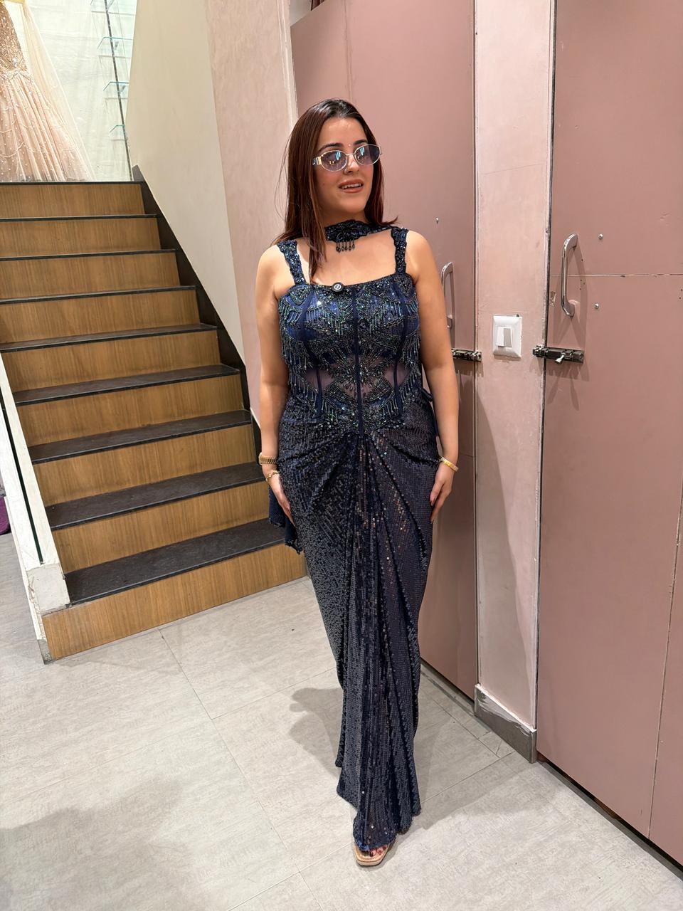 Genny Sequin Draped Saree