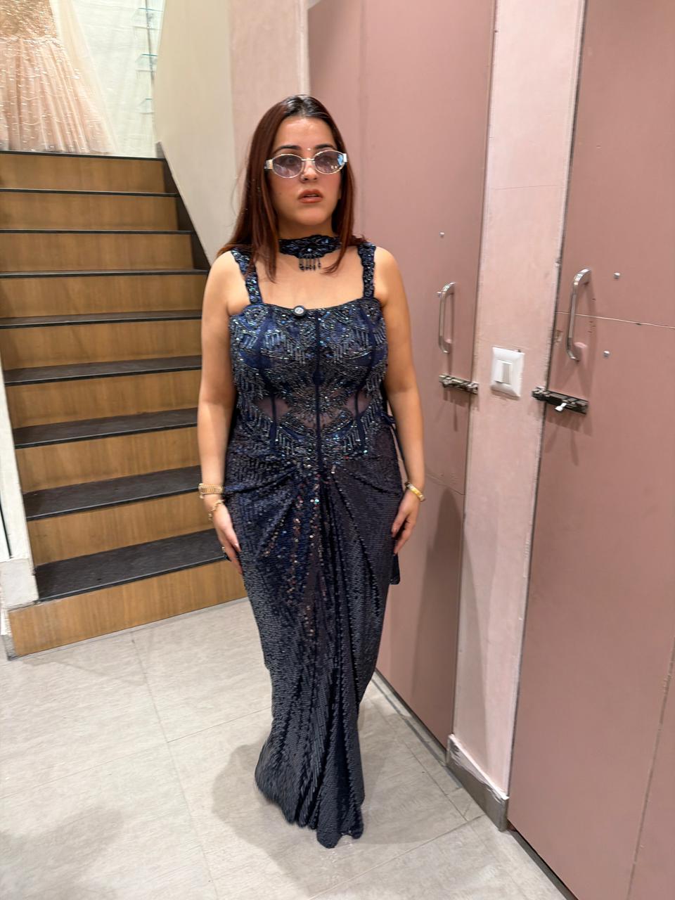 Genny Sequin Draped Saree