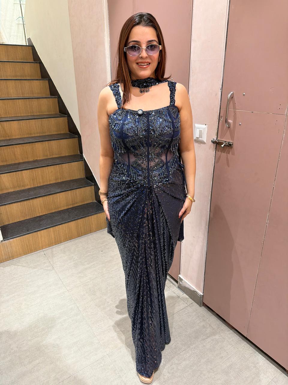 Genny Sequin Draped Saree