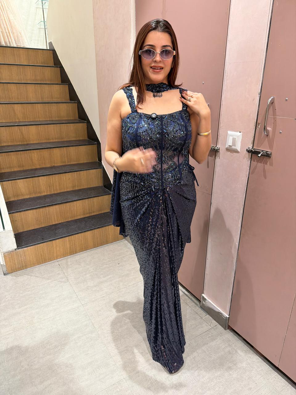 Genny Sequin Draped Saree